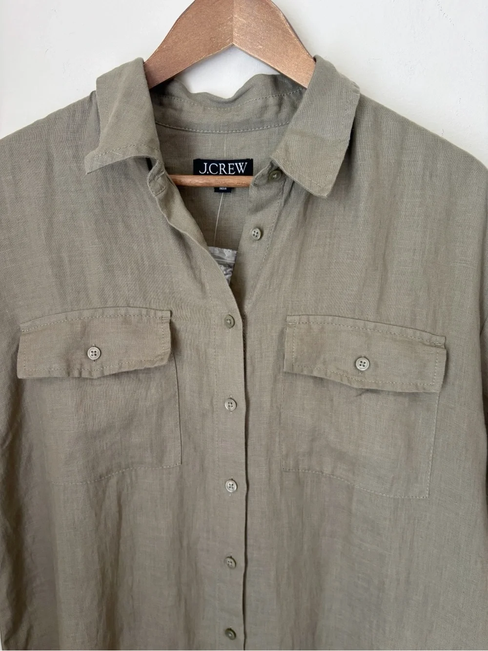 J. Crew Olive Green Linen Utility Shirt Dress Small NEW NWT